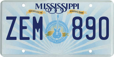 MS license plate ZEM890