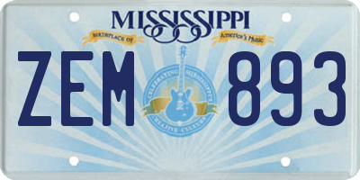 MS license plate ZEM893