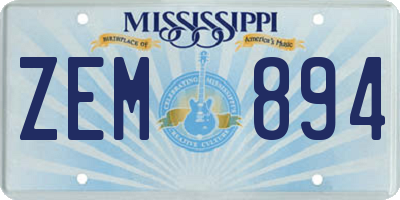 MS license plate ZEM894