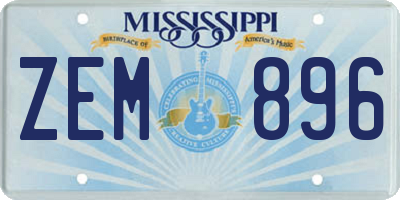 MS license plate ZEM896