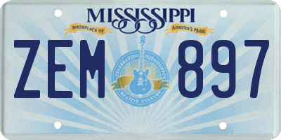 MS license plate ZEM897