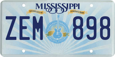 MS license plate ZEM898