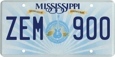 MS license plate ZEM900