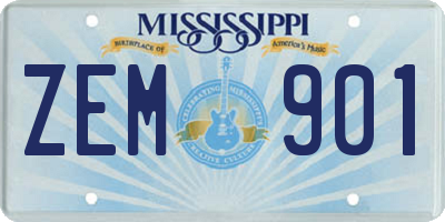 MS license plate ZEM901