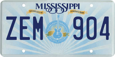 MS license plate ZEM904