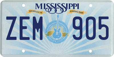 MS license plate ZEM905