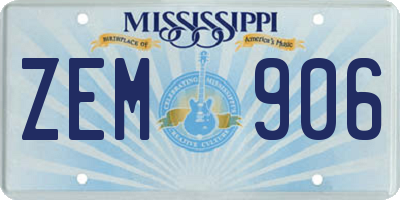 MS license plate ZEM906