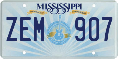 MS license plate ZEM907