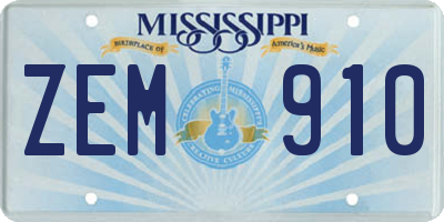 MS license plate ZEM910