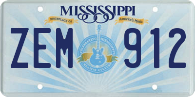 MS license plate ZEM912
