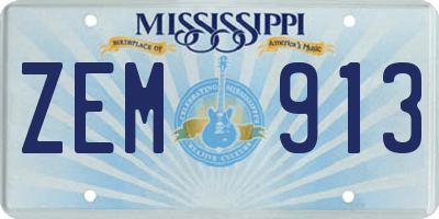 MS license plate ZEM913