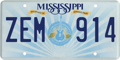 MS license plate ZEM914
