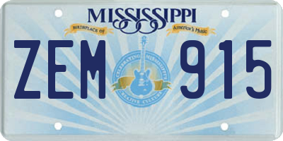MS license plate ZEM915