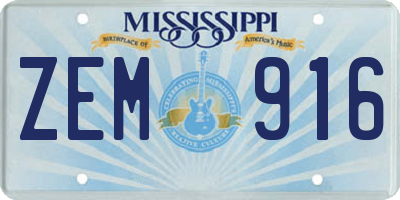 MS license plate ZEM916