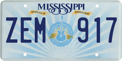 MS license plate ZEM917