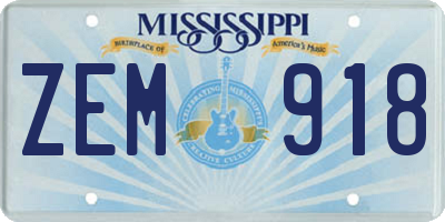 MS license plate ZEM918