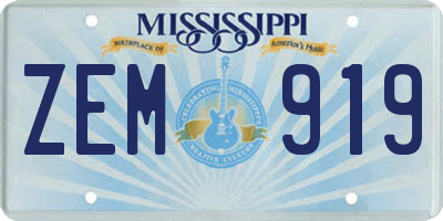 MS license plate ZEM919