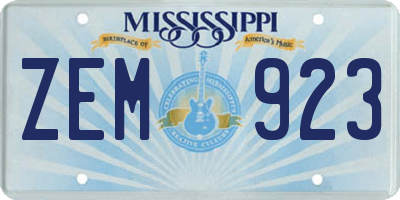 MS license plate ZEM923