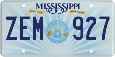 MS license plate ZEM927
