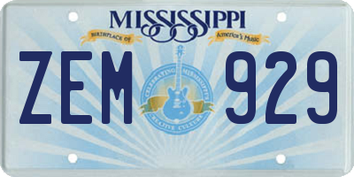 MS license plate ZEM929