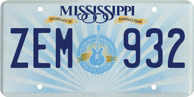 MS license plate ZEM932