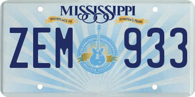 MS license plate ZEM933