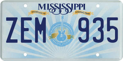 MS license plate ZEM935