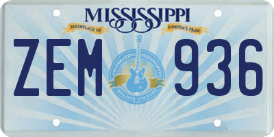 MS license plate ZEM936