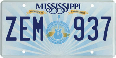 MS license plate ZEM937