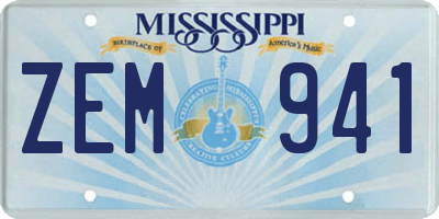 MS license plate ZEM941