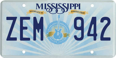 MS license plate ZEM942