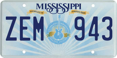 MS license plate ZEM943