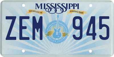 MS license plate ZEM945