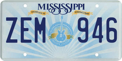 MS license plate ZEM946