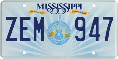 MS license plate ZEM947