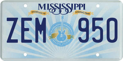 MS license plate ZEM950