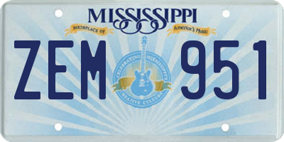 MS license plate ZEM951