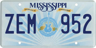 MS license plate ZEM952