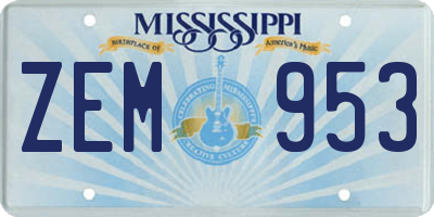MS license plate ZEM953