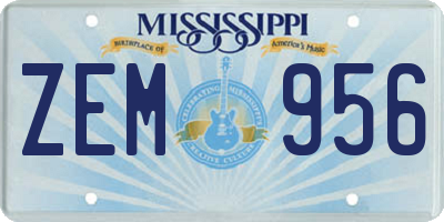 MS license plate ZEM956