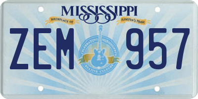 MS license plate ZEM957