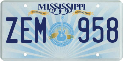 MS license plate ZEM958