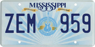 MS license plate ZEM959
