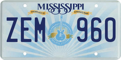 MS license plate ZEM960
