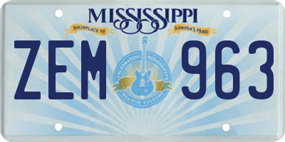 MS license plate ZEM963