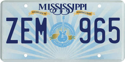 MS license plate ZEM965
