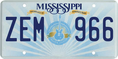 MS license plate ZEM966