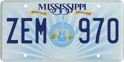 MS license plate ZEM970