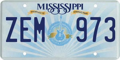 MS license plate ZEM973