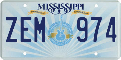 MS license plate ZEM974